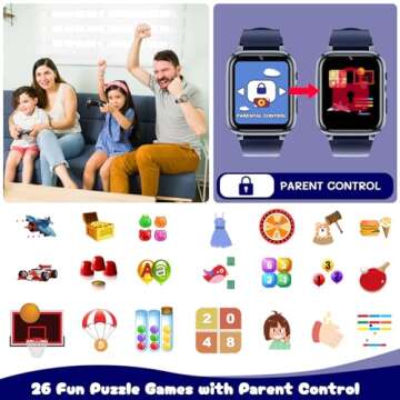 Spodus Kids Smart Watch Boys Smart Watch for Kids with 26 Games Calculator Watch for Boys Ages 3-12 Learning Card Audio Book Music Player Video Camera Watch Birthday Gift Toys for Boys