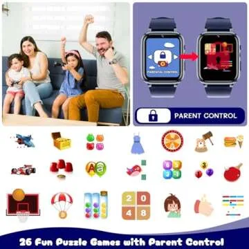 Spodus Kids Smart Watch Boys Smart Watch for Kids with 26 Games Calculator Watch for Boys Ages 3-12 Learning Card Audio Book Music Player Video Camera Watch Birthday Gift Toys for Boys