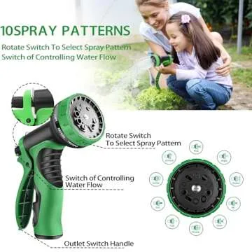 50 ft Expandable Garden Hose with 10 Function Spray Nozzle