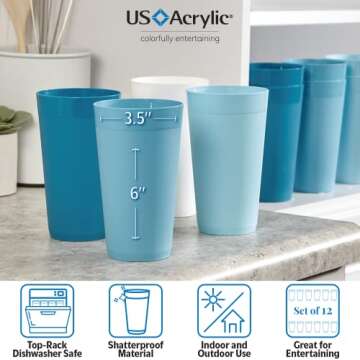 Durable BPA-Free Stackable Tumblers - Set of 12