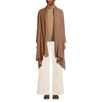 Lands' End Women's CashTouch Shawl Wrap - Ultra Soft & Warm Tawny Brown