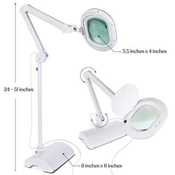 Brightech LightView Pro 2 in 1 Magnifying Floor Lamp & Table Lamp - Hands Free Magnifier with Bright...