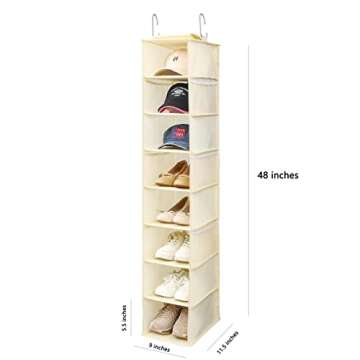 Berdeng 8-Shelf Hanging Shoe Organizer - Beige Closet Storage