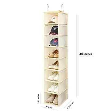 Berdeng 8-Shelf Hanging Shoe Organizer - Beige Closet Storage