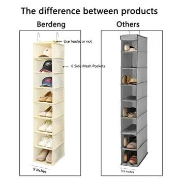 Berdeng 8-Shelf Hanging Shoe Organizer - Beige Closet Storage