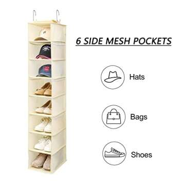 Berdeng 8-Shelf Hanging Shoe Organizer - Beige Closet Storage