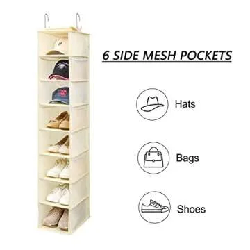 Berdeng 8-Shelf Hanging Shoe Organizer - Beige Closet Storage