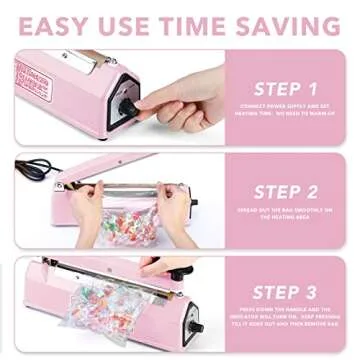 METRONIC Impulse Sealer 12 inch, Manual Heat Sealer Machine for Plastic Bags, Shrink Wrap Bag Sealers Heavy Duty Sealing Machine with Repair Kit (Pink)