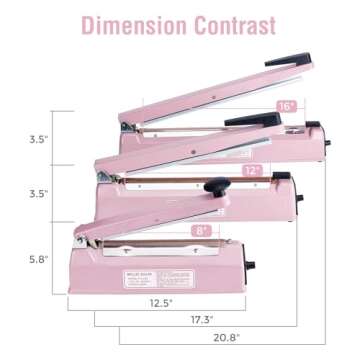 METRONIC Impulse Sealer 12 inch, Manual Heat Sealer Machine for Plastic Bags, Shrink Wrap Bag Sealers Heavy Duty Sealing Machine with Repair Kit (Pink)