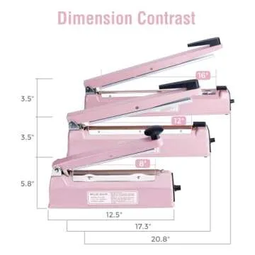 METRONIC Impulse Sealer 12 inch, Manual Heat Sealer Machine for Plastic Bags, Shrink Wrap Bag Sealers Heavy Duty Sealing Machine with Repair Kit (Pink)