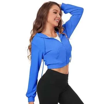 FKEEP Stylish Cropped Zip Up Hoodie for Women