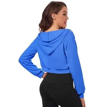 FKEEP Stylish Cropped Zip Up Hoodie for Women