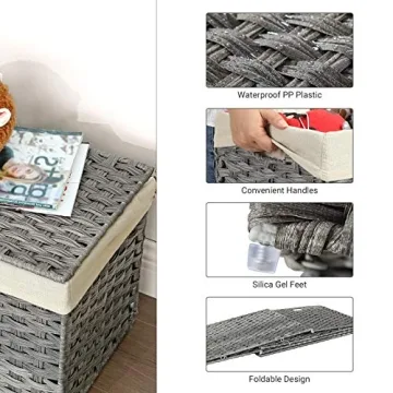 SONGMICS Foldable Storage Bin with Lid, 42.3 Gallon