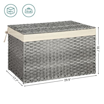 SONGMICS Foldable Storage Bin with Lid, 42.3 Gallon