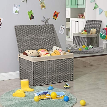 SONGMICS Foldable Storage Bin with Lid, 42.3 Gallon