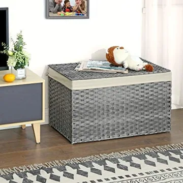 SONGMICS Foldable Storage Bin with Lid, 42.3 Gallon