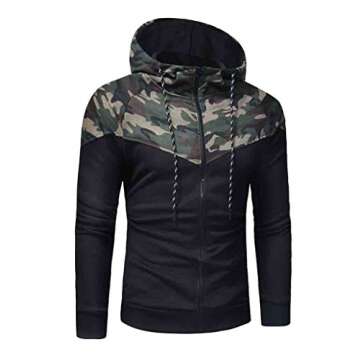 lisenraIn Men's Tracksuit Set Camouflage Sweatshirt Jogger Sweatpants Solid Patchwork Warm Sports Suit (Green, L)