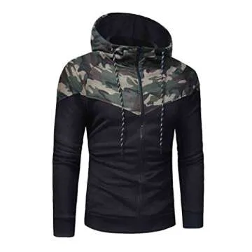 lisenraIn Men's Tracksuit Set Camouflage Sweatshirt Jogger Sweatpants Solid Patchwork Warm Sports Suit (Green, L)