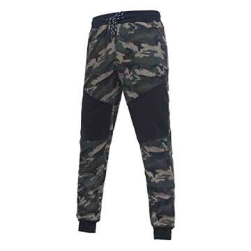 lisenraIn Men's Tracksuit Set Camouflage Sweatshirt Jogger Sweatpants Solid Patchwork Warm Sports Suit (Green, L)