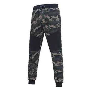 lisenraIn Men's Tracksuit Set Camouflage Sweatshirt Jogger Sweatpants Solid Patchwork Warm Sports Suit (Green, L)