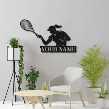 Tennis Girl Metal Wall Art - Unique Gift Idea
