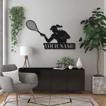 Tennis Girl Metal Wall Art - Unique Gift Idea