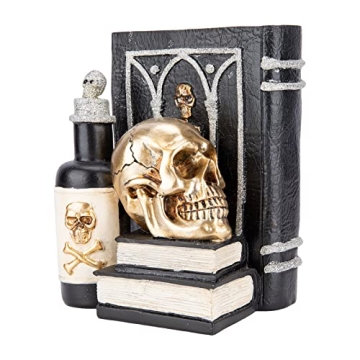 WONDER GARDEN Halloween Skulls Heads - Skull Decor, Resin Skull with Books Statue Head Sculptures, H...