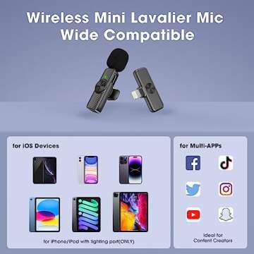 GoorDik Wireless Mini Microphone for iPhone Recording, Portable Lavalier Clip-On Mic for iPhone Audi...