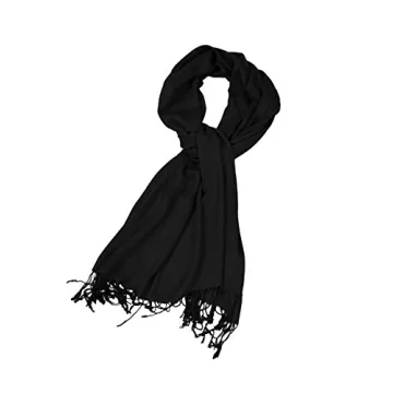 Sakkas Large Soft Silky Pashmina Shawl Wrap Scarf in Solid Colors - Black