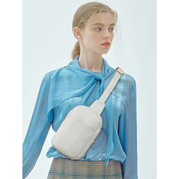 Telena Small Sling Bag for Women Leather Crossbody Bag for Women White