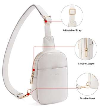 Telena Small Sling Bag for Women Leather Crossbody Bag for Women White