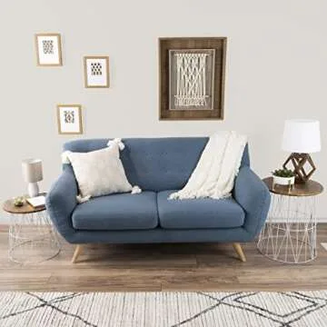 End Tables Set of 2 - Nesting Tables with Removable Wood Tops and Metal Basket Bases for Blanket Storage - Round Side Furniture for Living Room, Bedroom, or Home Office by Lavish Home (Brown/White)