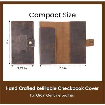 Buy TheAntiq Brown Leather Checkbook Cover with Pen Holder