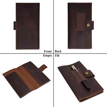 Buy TheAntiq Brown Leather Checkbook Cover with Pen Holder
