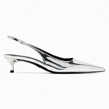 Riekhany Slingback Kitten Heels for Women in Silver