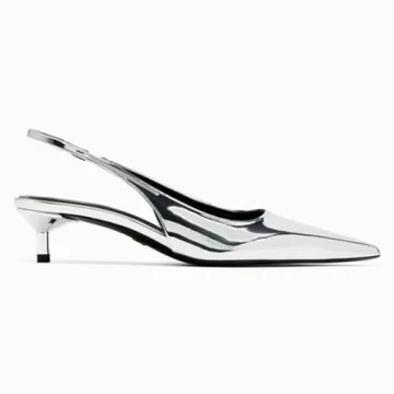 Riekhany Slingback Kitten Heels for Women in Silver