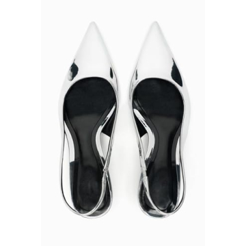 Riekhany Slingback Kitten Heels for Women in Silver