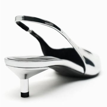 Riekhany Slingback Kitten Heels for Women in Silver