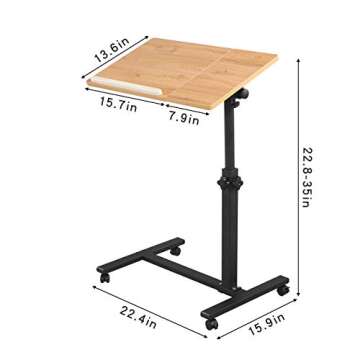 Adjustable Overbed Desk Mobile Rolling Laptop Stand by TigerDad
