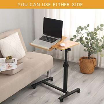 Adjustable Overbed Desk Mobile Rolling Laptop Stand by TigerDad