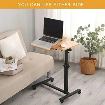 Adjustable Overbed Desk Mobile Rolling Laptop Stand by TigerDad