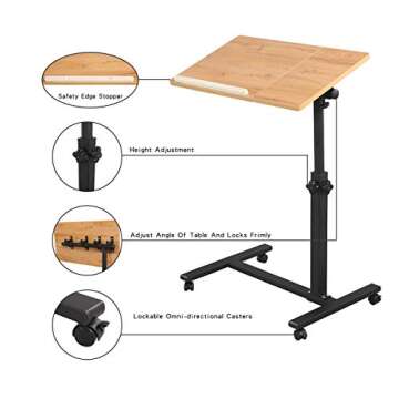 Adjustable Overbed Desk Mobile Rolling Laptop Stand by TigerDad