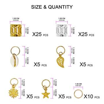 Ryalan 80 Pieces Hair Jewelry Rings Aluminum Hair Accessories Dreadlocks Metal Hair Cuffs Decoration...