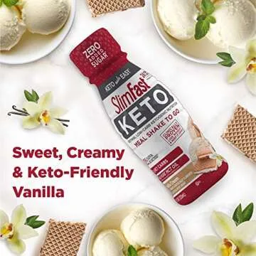 Slimfast Keto Meal Replacement Shake, Vanilla Cream, Low Carb Ready to Drink Shake with Protein, 11 Fl Oz, 4 Count, Pack of 3 (Packaging May Vary)