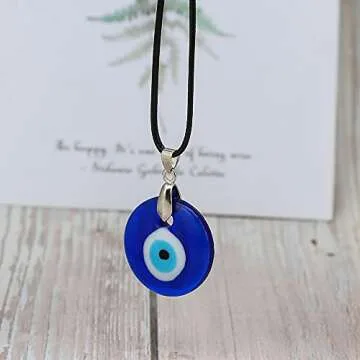 Evil Eye Necklace Evil Eye Bead Bracelet Set Evil Eye Pendant Necklace Glass Leather Rope Chain Turkish Protact Lucky Necklace for Women Men-One Pce