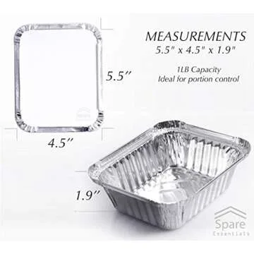 Spare Essentials 55 Pack Small Foil Pans with Lids