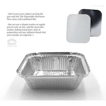 Spare Essentials 55 Pack Small Foil Pans with Lids