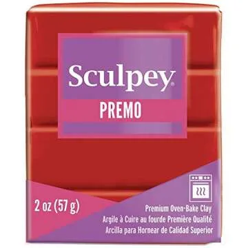 Sculpey Premo Polymer Oven-Bake Clay, Cadmium Red Hue, Non Toxic, 2 oz. bar, Great for jewelry makin...