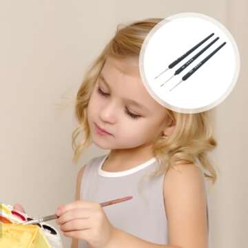 Micro Detail Paint Set,Wolf Hair Set for Art Painting Miniatures Acrylic Watercolor Oil Gouache (000 + 00 + 0)