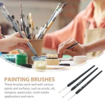 Micro Detail Paint Set,Wolf Hair Set for Art Painting Miniatures Acrylic Watercolor Oil Gouache (000 + 00 + 0)